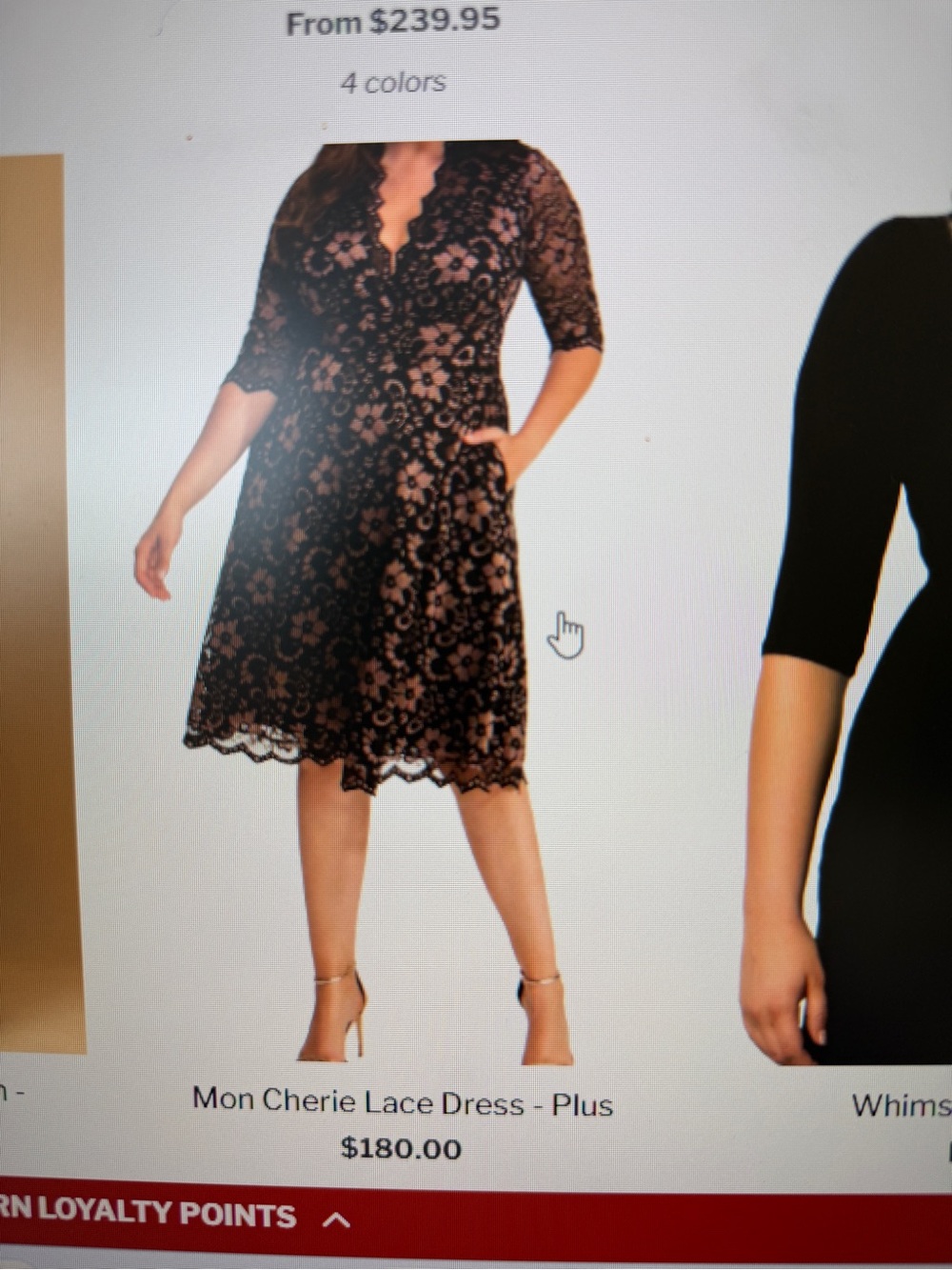 Kiyonna Black Floral Lace Midi Dress with Rose Gold Underlay